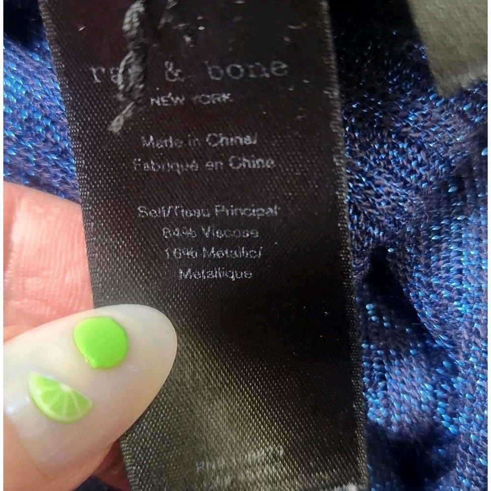 Rag & Bone Women's Blue Metallic‎ Cardigan Sweater Size L Lightweight Knit - Picture 5 of 7